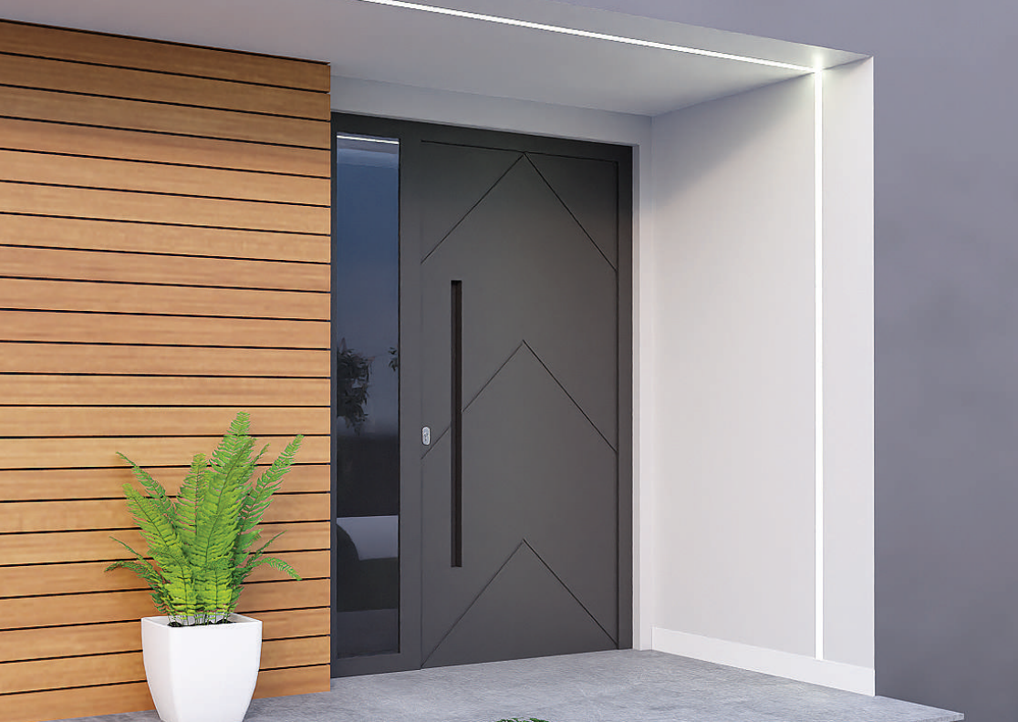 Derë hyrëse alumini DP Supreme Line në shtëpi moderne